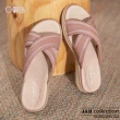 【J&H collection】復古交叉設計坡跟涼拖鞋(現+預  黑色 / 杏色 / 粉色)