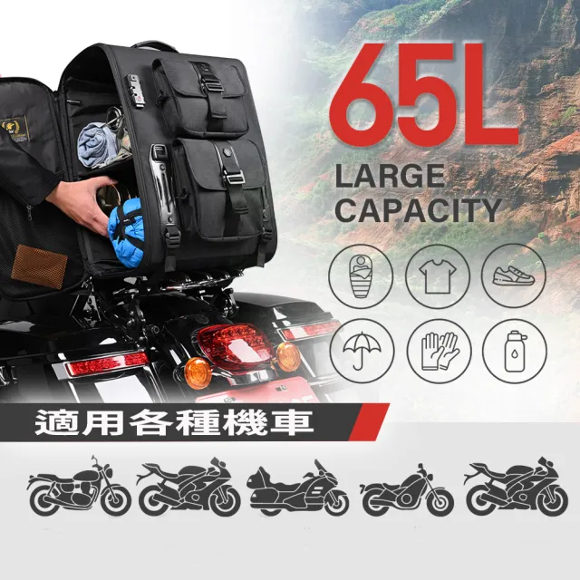 【Niche 樂奇】重機高背靠後座包 NMO-2304(重機後架包 旅行座墊包 休旅重機包 美式機車包)