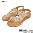 【J&H collection】新款少女風花朵配飾沙灘圓頭涼鞋(現+預 黃色/白色/粉色)