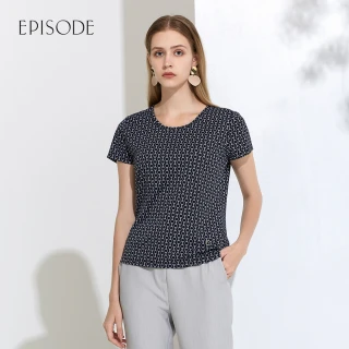 【EPISODE】舒適柔軟親膚印花圓領短袖T恤（黑）122261