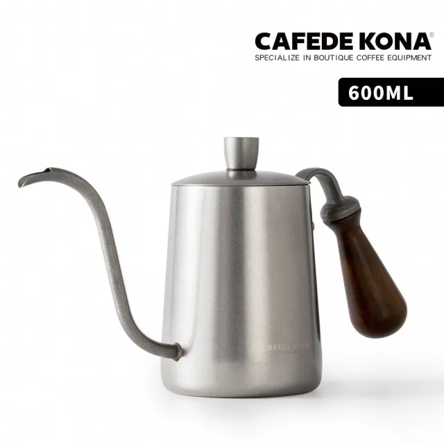 【CAFEDE KONA】木柄細口壺600ML-不鏽鋼(手沖 細口壺 黑紫檀木 304不鏽鋼 特氟龍)