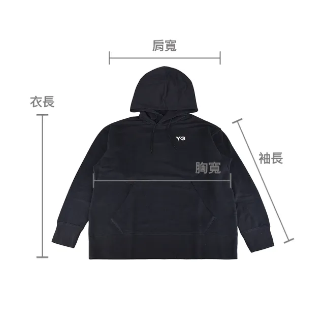 【Y-3 山本耀司】Y-3 20週年紀念款LOGO純棉長袖連帽T恤(平輸品/男款/黑)