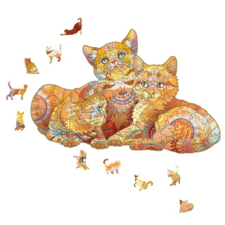 【YouRPUZZLE】台灣現貨三隻橘貓拼圖(檢驗合格木質動物拼圖)