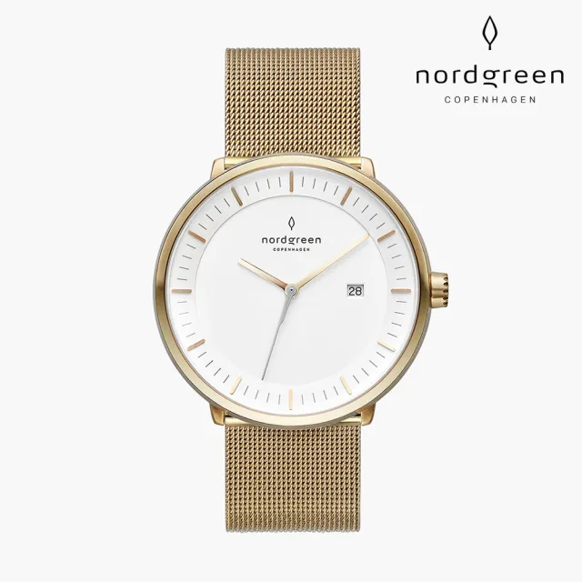 【Nordgreen 官方直營】Philosopher 哲學家 香檳金系列 香檳金 指針鈦鋼米蘭錶帶手錶 40mm
