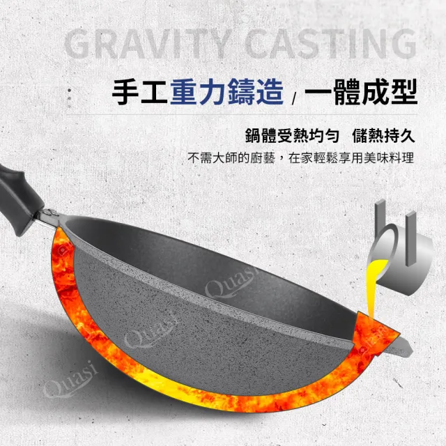 【Quasi】歐米洛鑄造不沾深平鍋24cm