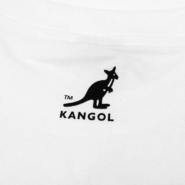 【KANGOL】短袖 短T 中性 白 胸前小草寫LOGO 拉鍊口袋 袋鼠 棉 男(6225100600)