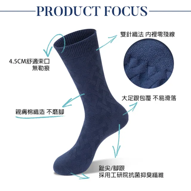 【蒂巴蕾】耐水洗抗菌抑臭纖維男襪-竹編花紋(紳士襪/MIT/抗菌襪/消臭襪/除臭襪/男性 男用 男生)