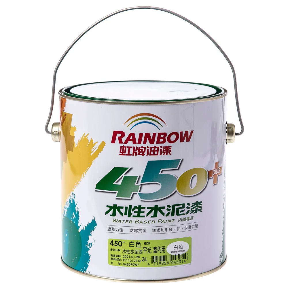 【特力屋】虹牌 450plus 水泥漆 平光 白色 3L