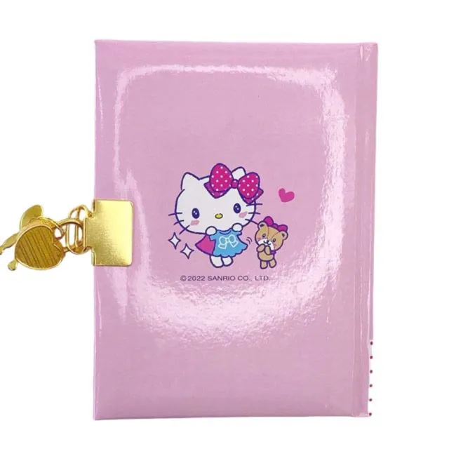 【小禮堂】Hello Kitty 硬殼筆記本附鎖 《粉盒裝款》(平輸品)