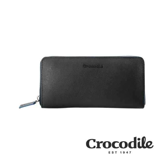 【Crocodile】長夾 拉鍊包 14卡 Titan2系列-0103-10507-黑色-鱷魚皮件-原廠公司貨(男生皮夾 錢包推薦)