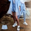 【KERAIA 克萊亞】淺藍初夏薄感麻料短褲