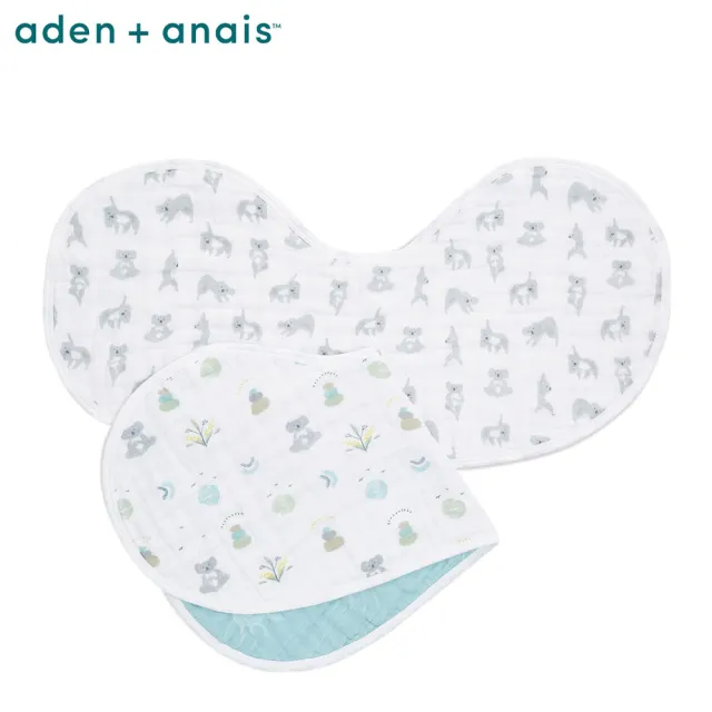 【aden+anais 官方直營】經典圍兜拍嗝兩用巾2入/3款(及時行樂/可愛動物/灰藍星星)