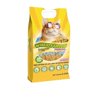 【Wheaty litter premium偉禮特】頂級環保小麥凝結貓砂6.35kg-3入組(環保貓砂、可沖馬桶)