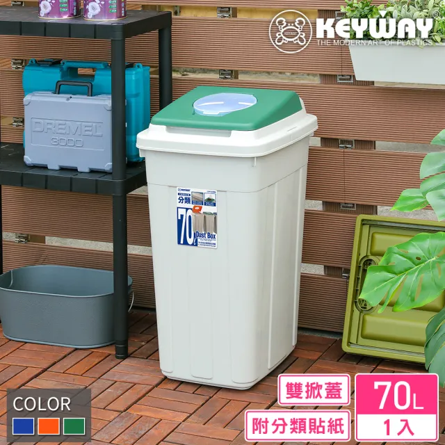 【KEYWAY 聯府】卡姆分類附蓋垃圾桶70L(MIT台灣製造)