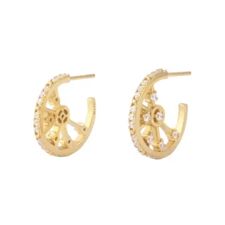 【Wanderlust+Co】不規則鋯石8mm金圈耳環