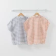 【MASTINA】雙11 綁結格紋休閒-女短袖襯衫 綁結 藍 桔(二色/版型適中)