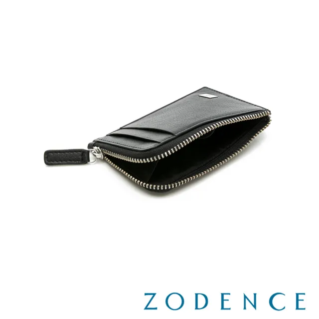【ZODENCE 佐登司】SLEEK進口牛皮卡片零錢包(黑)