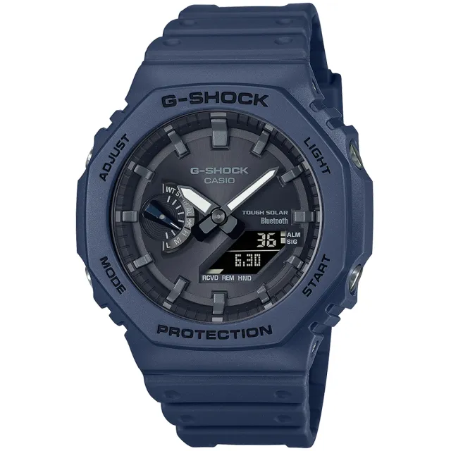 【CASIO 卡西歐】G-SHOCK 藍牙 太陽能 八角防護構造雙顯手錶  情人節 父親節 禮物(GA-B2100-2A)