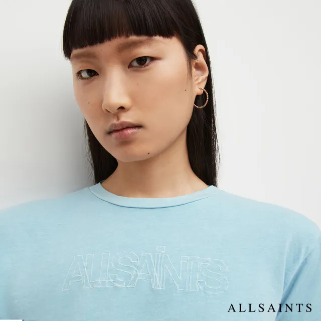 【ALLSAINTS】MIC 輕柔舒適純棉LOGO短袖T恤-淺藍 WM136W(常規版型)