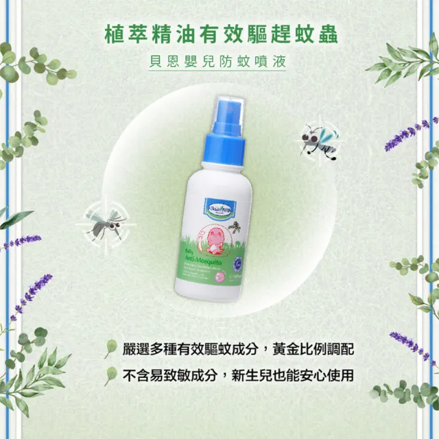 【Baan 貝恩】嬰兒防蚊噴液三入組(100ml/入)