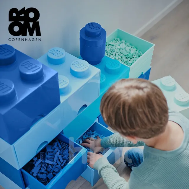 【LEGO 樂高】樂高4凸收納盒 Storage Brick 6色組合 紅 橘 天藍 亮黃綠 冰黃 蔚藍(樂高收納盒)