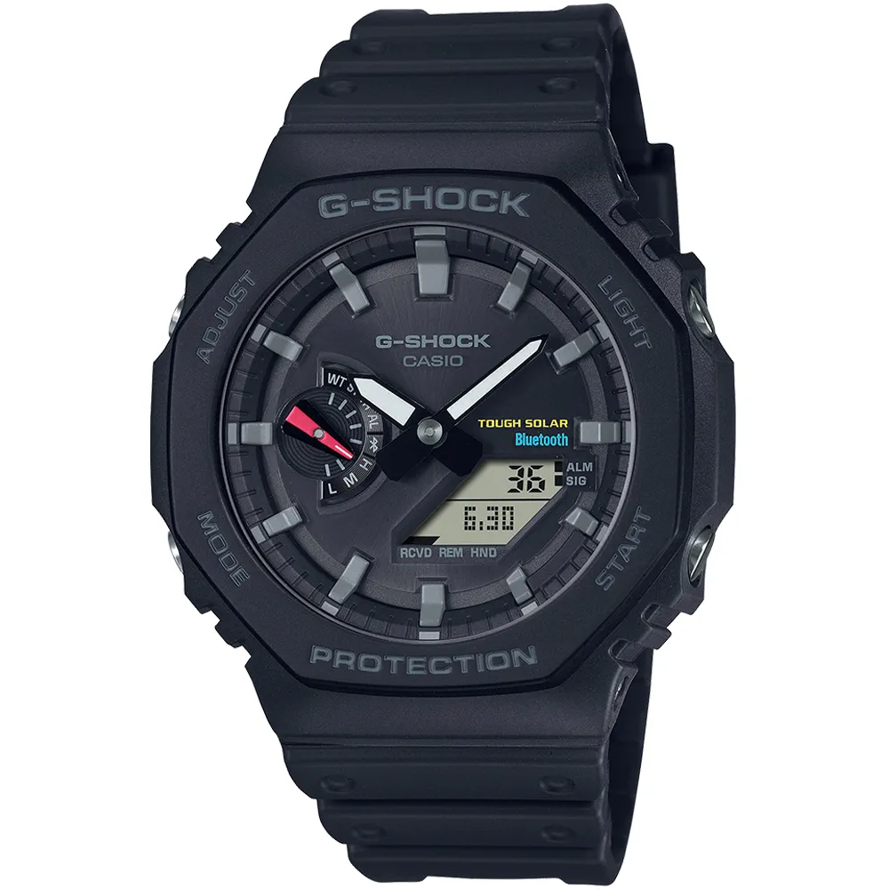 【CASIO 卡西歐】G-SHOCK 藍牙 太陽能 八角防護構造雙顯手錶 禮物 開學(GA-B2100-1A)