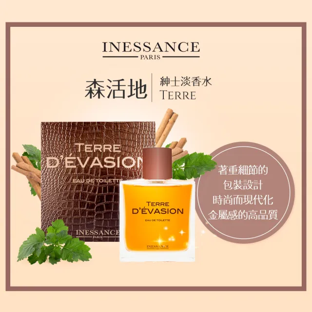 即期品【法國INESSANCE】女性淡香精男性淡香水任選(迷戀/難以抗拒/白月光/森活地/蔚藍海/木質古龍-效期2026