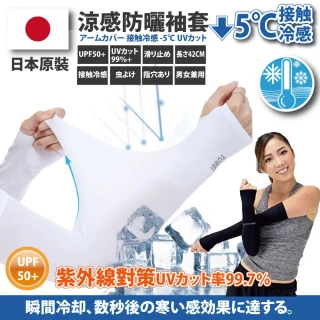 【Akiko Sakai】日本原裝-紫外線對策接觸冷感速降5℃防曬涼爽成人/兒童袖套(生日 送禮 禮物)