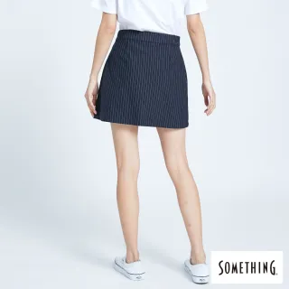 【SOMETHING】女裝 A字細條紋短裙(丈青色)