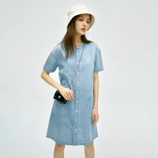 【BRAPPERS】女款 Boy friend系列-全棉短袖洋裝(淡藍)