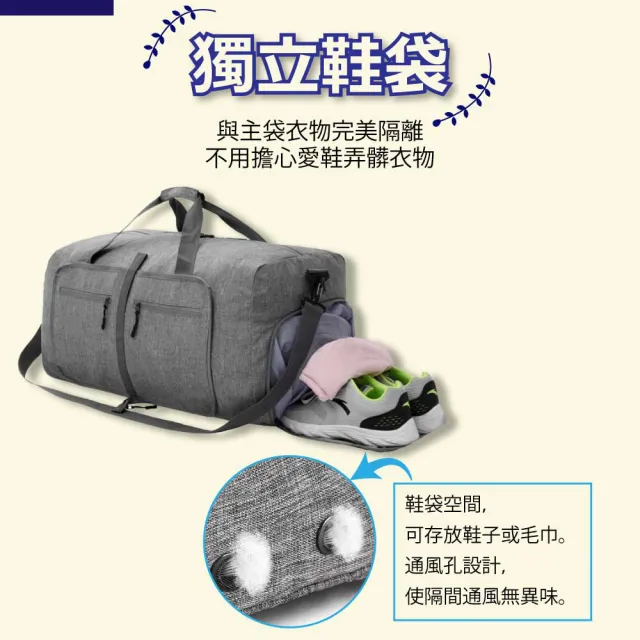 【樂邦】摺疊牛津布整理收納袋-85L/2入(衣物收納 玩具收納 拉桿包 行李袋 旅行袋 手提袋)