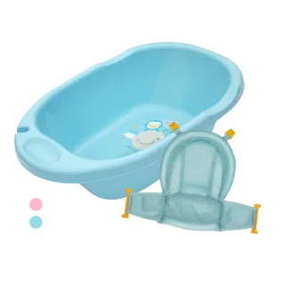 【PUKU 藍色企鵝】Smile嬰兒浴盆澡盆38L(含初生沐浴網)