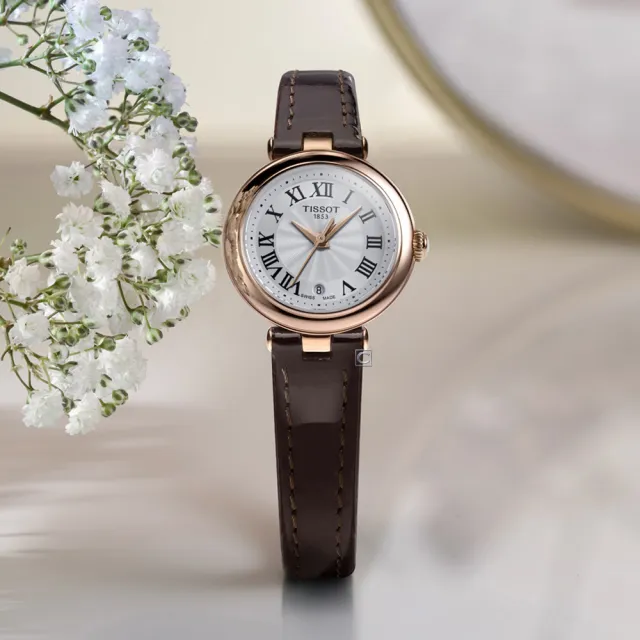 【TISSOT 天梭】Bellissima 浪漫邂逅羅馬時尚腕錶 女錶 情人節 禮物(T1260103601300/皮帶錶 )