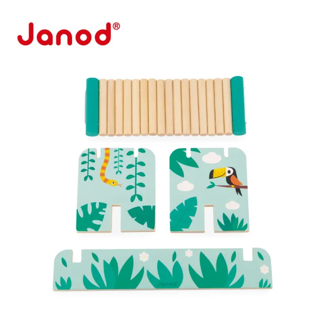 【法國Janod】雨林大冒險-雨林動物疊疊樂(幼兒積木 幼兒木玩 疊疊樂 周歲禮)