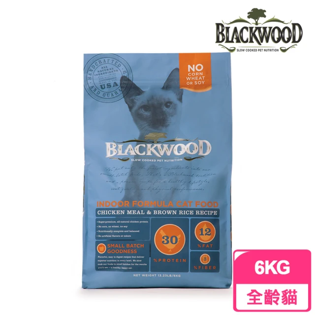 【BLACKWOOD 柏萊富】室內貓全齡優活配方《雞肉+糙米》6KG(貓飼料)