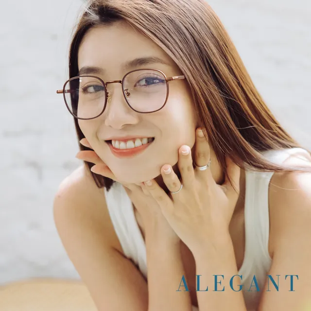 【ALEGANT】韓流復古暖日棕溫莎圈橢圓光學框UV400濾藍光眼鏡(向陽的日灑風華24H出貨)