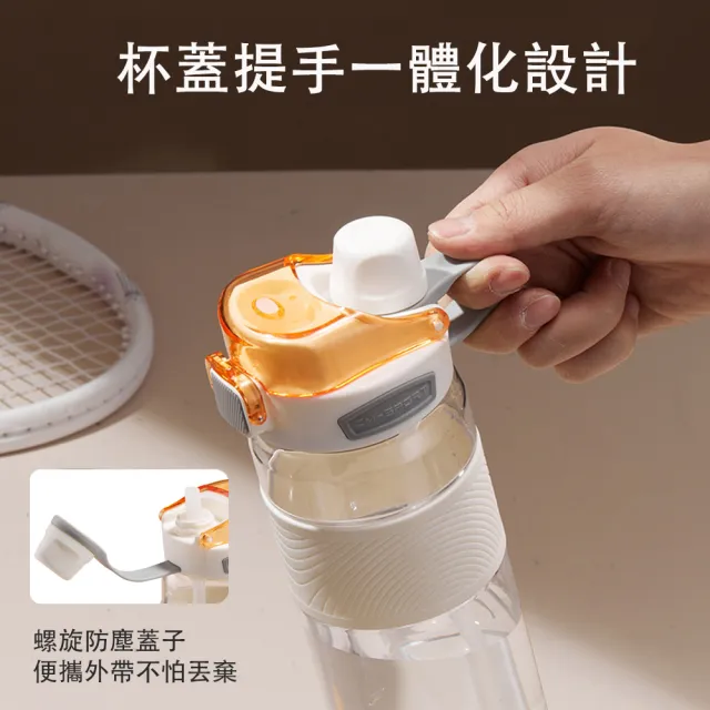 【Kyhome】大容量雙飲運動水壺 吸管/直飲彈蓋刻度水杯 密封耐摔 隨身水瓶(1000ml)
