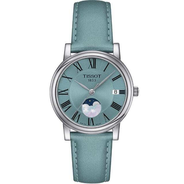 【TISSOT 天梭】CARSON 經典月相時尚女錶  手錶  情人節 禮物(T1222231635300)