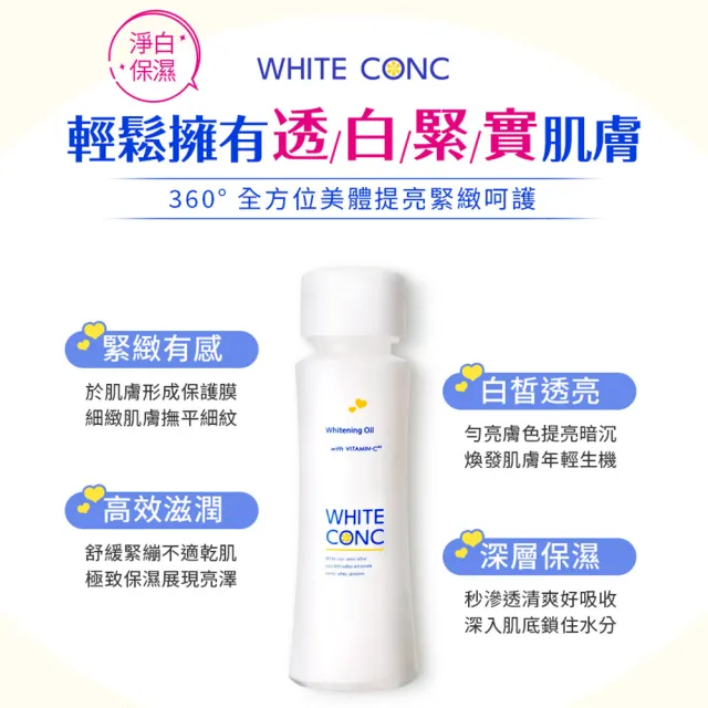 【WHITE CONC】瞬效亮白美體精華護膚油100ml(針對乾燥部位加強使用)
