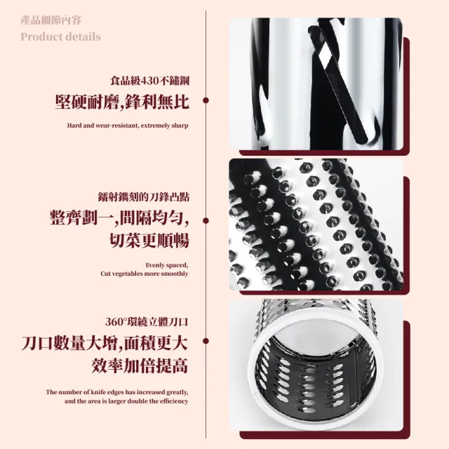 【蔬果鋪子】三合一滾筒切菜器(廚房 切菜機 磨泥器 切片器 切絲器 刨絲器 廚房神器 切菜神器)