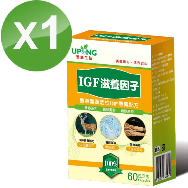 【湧鵬生技】IGF滋養因子1入組(鹿胎盤；燕窩；Q10；60顆/盒；共60顆)