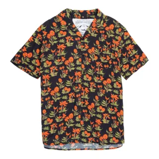 【POLER STUFF】ALOHA SHIRT 夏威夷衫 / 柔軟涼感嫘縈襯衫(花卉印花黑)
