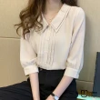 【Mini 嚴選】現貨 雙領排扣長袖襯衫(白色)