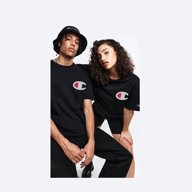 【Champion】大C LOGO貼布重磅純棉短袖T恤(上衣)