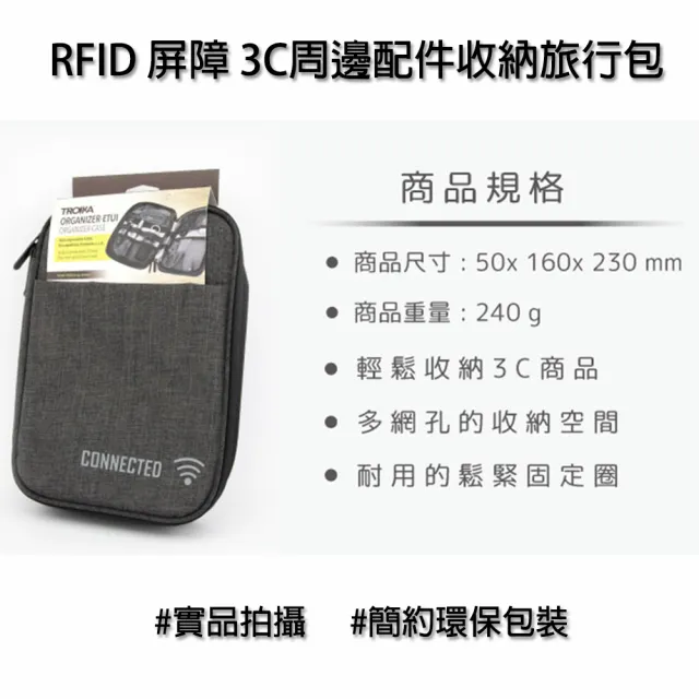 【Troika】交換禮物 RFID屏障3C周邊配件收納旅行包#鬆緊帶收納#多隔層全防盜(旅遊必備防盜)