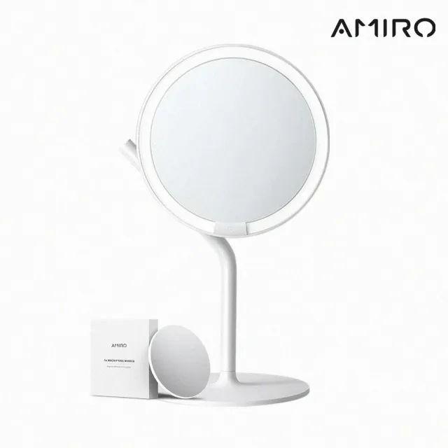 【AMIRO】Mate S 系列LED高清日光化妝鏡(升級Type-C接口內含5倍放大鏡 易拆卸充電式設計方便攜帶 美妝鏡)