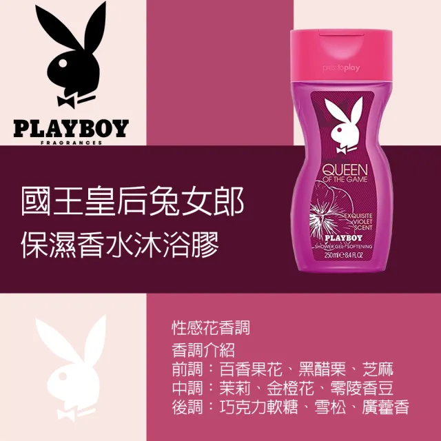 【PLAYBOY】國王皇后兔女郎經典保濕香水沐浴膠 250ml(專櫃公司貨)