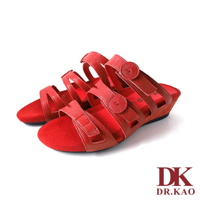 【DK 高博士】素色鏤空寬帶羅馬涼鞋 75-2297-00 紅色