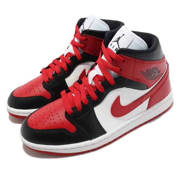 NIKE 耐吉】Wmns Air Jordan 1代Mid 女鞋男鞋黑紅Bred Toe 芝加哥AJ1