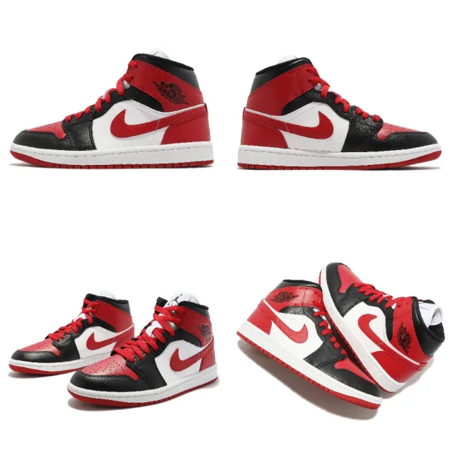 NIKE 耐吉】Wmns Air Jordan 1代Mid 女鞋男鞋黑紅Bred Toe 芝加哥AJ1